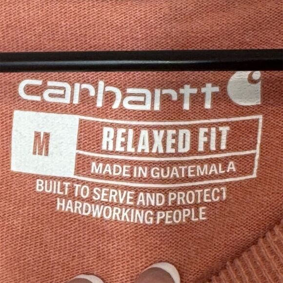 Carhartt Rust Orange Long Sleeve Graphic Tee M Workwear Streetwear Double Sided - Picture 6 of 8